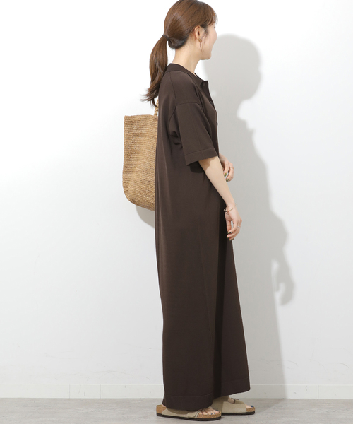 JOURNAL STANDARD relume（ジャーナルスタンダード　レリューム）の「［接触冷感 / UVカット］クールヤーンサマーニットポロシャツワンピース（ワンピース・レディース・ブラウン/ブラック・FREE）」の10枚目の写真