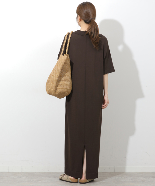 JOURNAL STANDARD relume（ジャーナルスタンダード　レリューム）の「［接触冷感 / UVカット］クールヤーンサマーニットポロシャツワンピース（ワンピース・レディース・ブラウン/ブラック・FREE）」の11枚目の写真