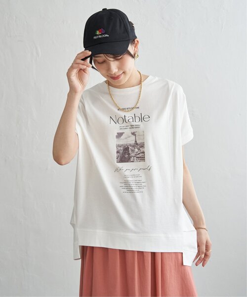 ikka(イッカ)の「冷感ロゴフォトチュニックTシャツ(Tシャツ/カットソー・レディース・ブラウン系その他/オフホワイト/ベージュ/チャコール・L/M)」の7枚目の写真
