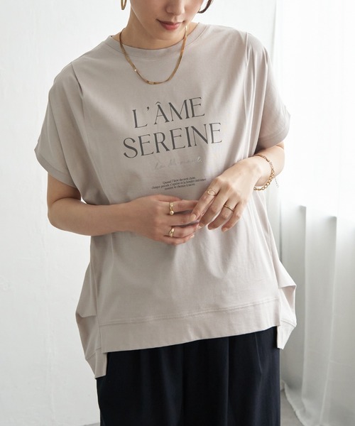 ikka(イッカ)の「冷感ロゴフォトチュニックTシャツ(Tシャツ/カットソー・レディース・ブラウン系その他/オフホワイト/ベージュ/チャコール・L/M)」の4枚目の写真