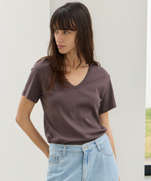 All-day Cotton V-neck T-shirt - Espresso Brown