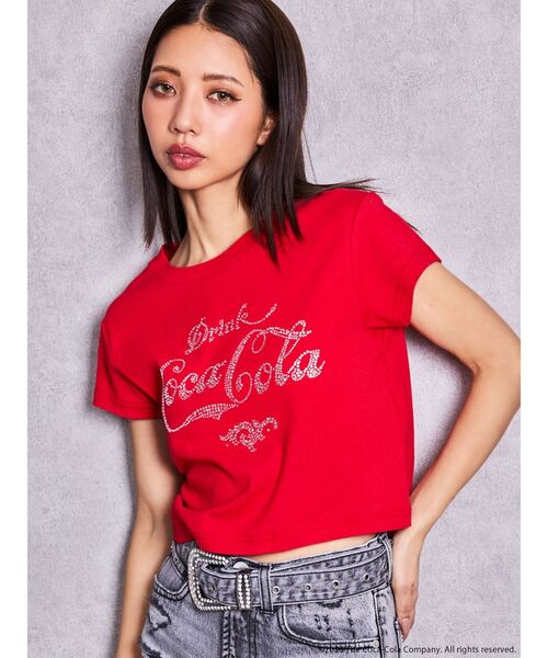 GYDA(ジェイダ)の「Coca-Cola bijou Tシャツ(Tシャツ/カットソー・レディース・ブラック/レッド/オフホワイト・FREE)」の1枚目の写真