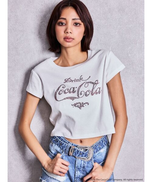 GYDA(ジェイダ)の「Coca-Cola bijou Tシャツ(Tシャツ/カットソー・レディース・ブラック/レッド/オフホワイト・FREE)」の2枚目の写真