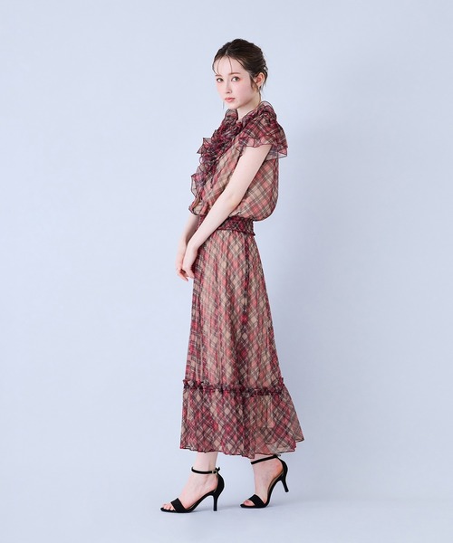 Audie a Muses（オーディアミューズ）の「チェック・デニムプリントフロントフリルブラウス（シャツ/ブラウス・レディース・ベージュ/ネイビー・38/42）」の16枚目の写真