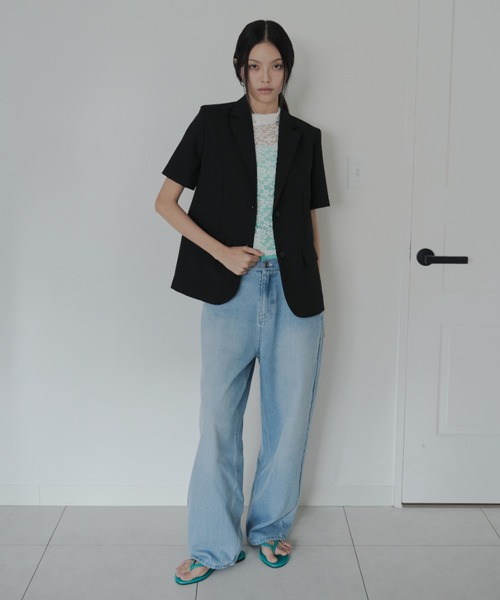 FEKETE(フェケテ)の「half tailored jacket / ハーフテーラードジャケット(テーラードジャケット・レディース・ブラック/ミント/モカ・LARGE/SMALL/MEDIUM)」の10枚目の写真