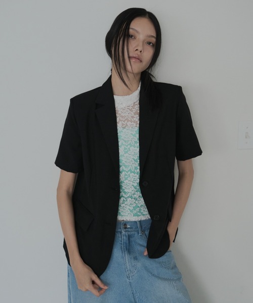 FEKETE(フェケテ)の「half tailored jacket / ハーフテーラードジャケット(テーラードジャケット・レディース・ブラック/ミント/モカ・LARGE/SMALL/MEDIUM)」の7枚目の写真
