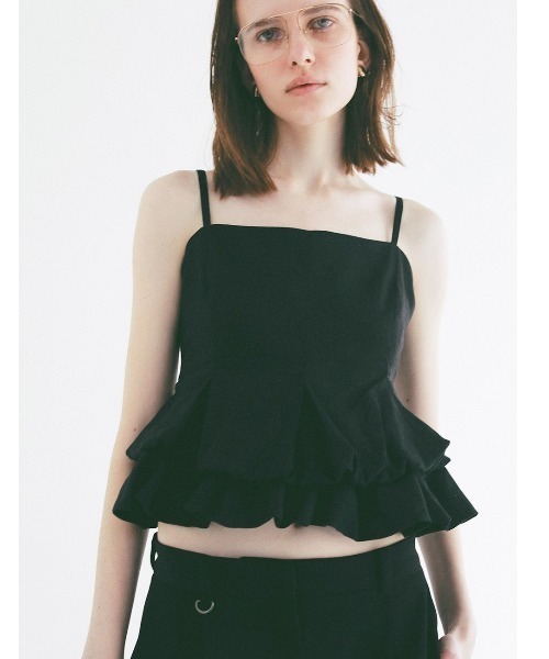 CLANE(クラネ)の「CLANE/クラネ/BUBBLE PEPLUM CAMI TOPS(キャミソール・レディース・ブラック・1)」の10枚目の写真
