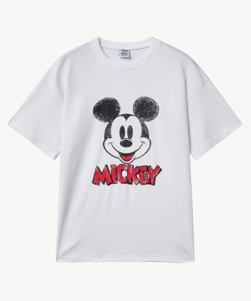 VTWO(ブイツー)の「ヴィンテージウォッシングフェイス _ミッキー_ Tシャツ (ホワイト)(Tシャツ/カットソー・レディース・その他・LARGE/MEDIUM)」の1枚目の写真