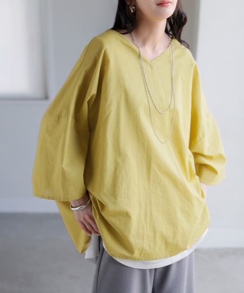 HUG.U(ハグユー)の「綿麻。前後2way ナチュラルシャツ(シャツ/ブラウス・レディース・イエロー/ブルー/サンドベージュ/ホワイト/ブラック・FREE)」の16枚目の写真