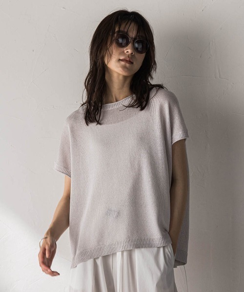 MAYSON GREY(メイソングレイ)の「ペーパーヤーンフレンチスリーブプルオーバー(ニット/セーター・レディース・ライトグレー/チャコールグレー/キャメル・M)」の20枚目の写真