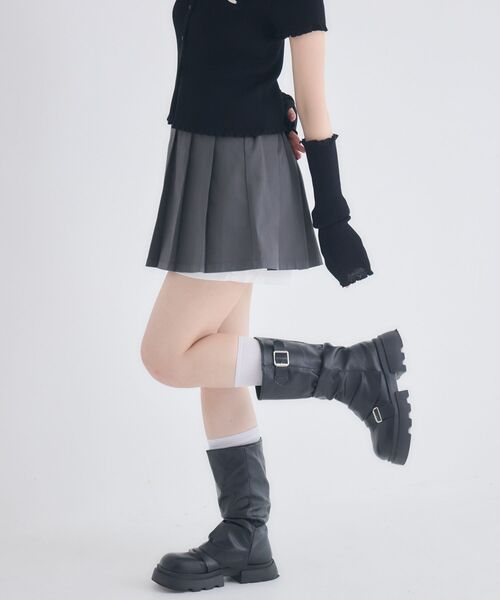 ems excite(エムズエキサイト)の「【3点セット】マルチwayプリーツSK(スカート・レディース・チャコールグレー/ベージュ・FREE)」の7枚目の写真