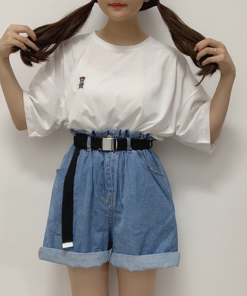 Cham.(チャム)の「ゆるシルエットTシャツ(Tシャツ/カットソー・レディース・ホワイト/カーキ・FREE)」の3枚目の写真