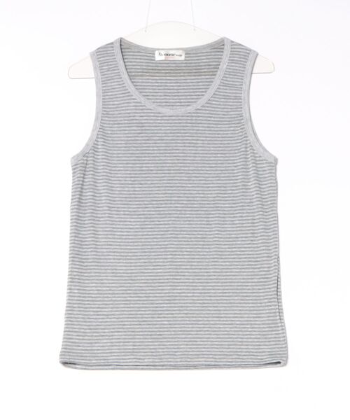 Chikashitsu +(チカシツプラス)の「【Chikashitsu +】border sleeveless (3color) / 【チカシツプラス】ボーダースリーブレス(タンクトップ・メンズ・グレー/アイボリー/ブラック・ONE SIZE)」の3枚目の写真