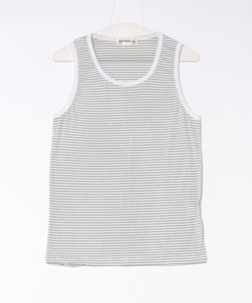 Chikashitsu +(チカシツプラス)の「【Chikashitsu +】border sleeveless (3color) / 【チカシツプラス】ボーダースリーブレス(タンクトップ・メンズ・グレー/アイボリー/ブラック・ONE SIZE)」の2枚目の写真