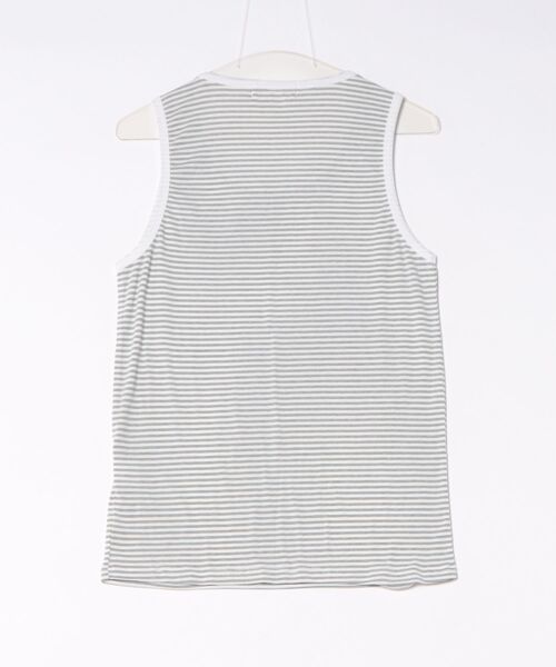 Chikashitsu +(チカシツプラス)の「【Chikashitsu +】border sleeveless (3color) / 【チカシツプラス】ボーダースリーブレス(タンクトップ・メンズ・グレー/アイボリー/ブラック・ONE SIZE)」の4枚目の写真