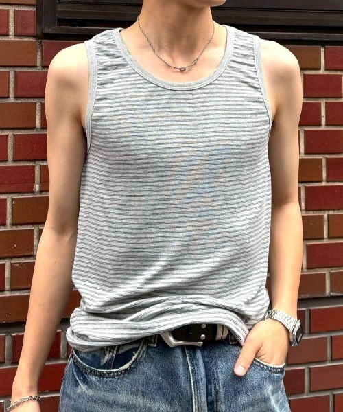Chikashitsu +】border sleeveless (3color) / 【チカシツプラス