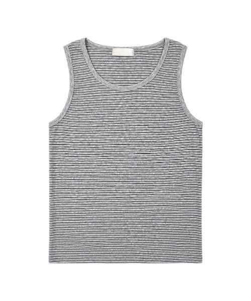 Chikashitsu +(チカシツプラス)の「【Chikashitsu +】border sleeveless (3color) / 【チカシツプラス】ボーダースリーブレス<着用動画あり>(タンクトップ・メンズ・グレー/アイボリー/ブラック・ONE SIZE)」の12枚目の写真