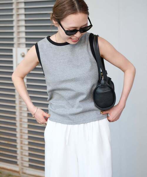 OUTDOOR PRODUCTS（アウトドアプロダクツ）の「リンガーボーダーノースリ セットアップ対応（タンクトップ・レディース・ネイビー/グレー/ブラック/イエロー・FREE）」の6枚目の写真