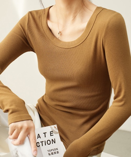 ReRe(リリ)の「フィットシルエットカットソー(Tシャツ/カットソー・レディース・ホワイト/ブラウン/ダークグレー/レンガ/ブラック/ダークブラウン/グリーン・MEDIUM/LARGE)」の15枚目の写真