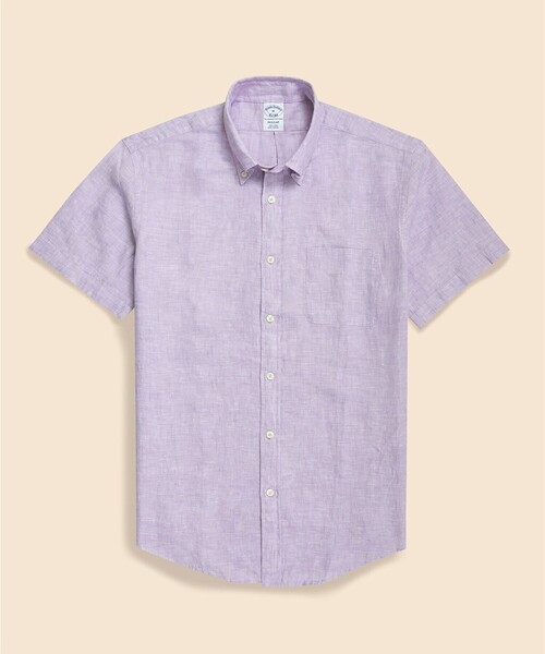 BROOKS BROTHERS(ブルックスブラザーズ)の「アイリッシュリネン ショートスリーブ スポーツシャツ Regular Fit(シャツ/ブラウス・メンズ・パープル・SMALL/MEDIUM/LARGE/X-LARGE)」の1枚目の写真