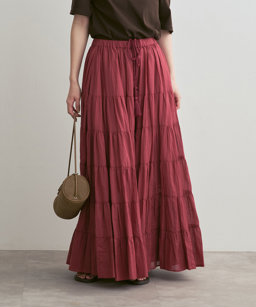 Couture d'adam（クチュールドアダム）の「《NOBLE別注カラー》COUTURE D'ADAM SushiVoile Tiered Skirt（スカート・レディース・ベージュ/ボルドー・38）」の3枚目の写真