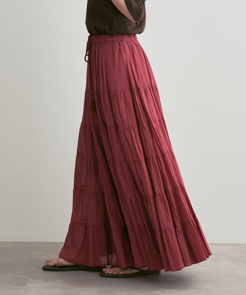 Couture d'adam（クチュールドアダム）の「《NOBLE別注カラー》COUTURE D'ADAM SushiVoile Tiered Skirt（スカート・レディース・ベージュ/ボルドー・38）」の4枚目の写真