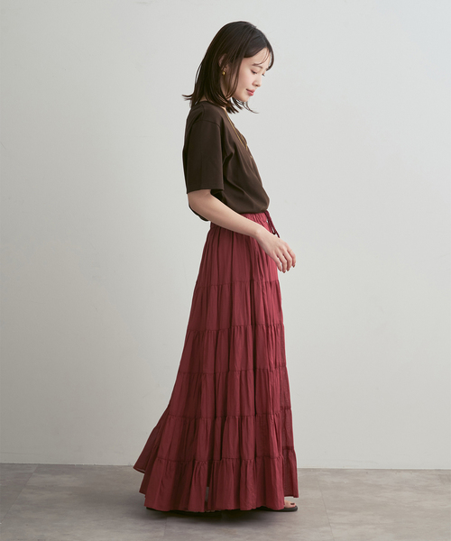 Couture d'adam（クチュールドアダム）の「《NOBLE別注カラー》COUTURE D'ADAM SushiVoile Tiered Skirt（スカート・レディース・ベージュ/ボルドー・38）」の7枚目の写真