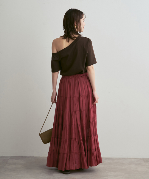 Couture d'adam（クチュールドアダム）の「《NOBLE別注カラー》COUTURE D'ADAM SushiVoile Tiered Skirt（スカート・レディース・ベージュ/ボルドー・38）」の8枚目の写真