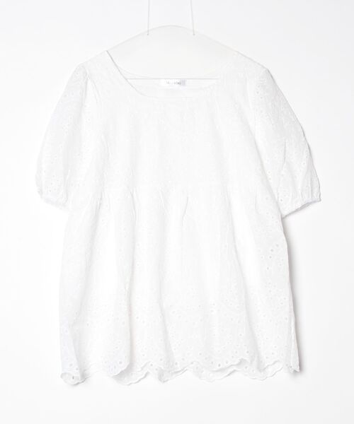 gossip!ロサンゼルス(ゴシップロサンゼルス)の「スクエアネック 刺繍レースギャザーブラウス パフ半袖(シャツ/ブラウス・レディース・ホワイト・M)」の11枚目の写真
