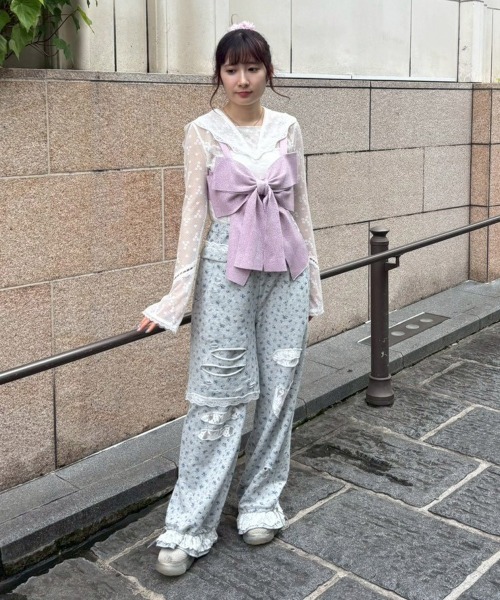 Candy Stripper(キャンディストリッパー)の「LACY SAILOR COLLAR トップス(Tシャツ/カットソー・レディース・オフホワイト/ブラック・FREE)」の4枚目の写真