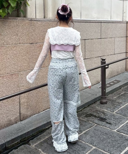 Candy Stripper(キャンディストリッパー)の「LACY SAILOR COLLAR トップス(Tシャツ/カットソー・レディース・オフホワイト/ブラック・FREE)」の8枚目の写真