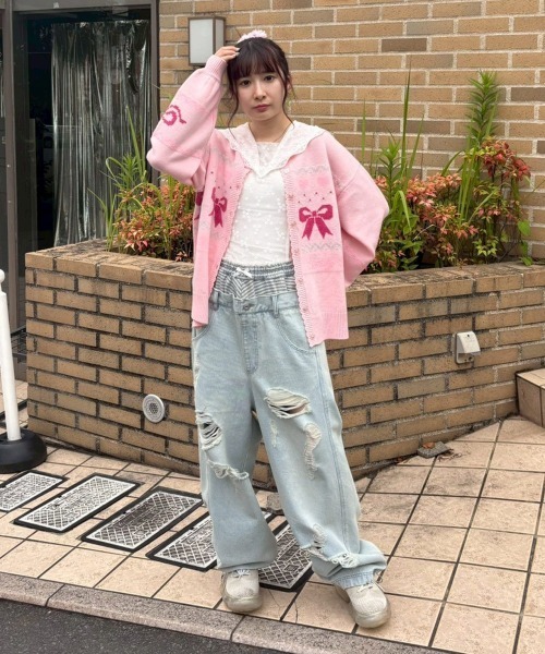 Candy Stripper(キャンディストリッパー)の「LACY SAILOR COLLAR トップス(Tシャツ/カットソー・レディース・オフホワイト/ブラック・FREE)」の12枚目の写真