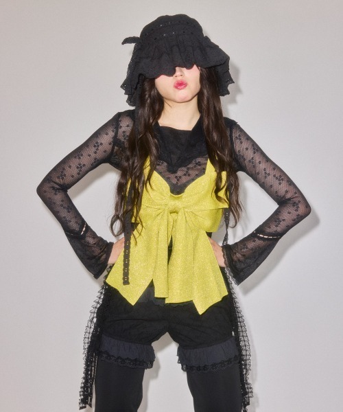 Candy Stripper(キャンディストリッパー)の「LACY SAILOR COLLAR トップス(Tシャツ/カットソー・レディース・オフホワイト/ブラック・FREE)」の17枚目の写真