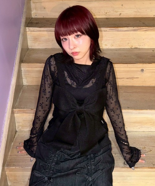 Candy Stripper(キャンディストリッパー)の「LACY SAILOR COLLAR トップス(Tシャツ/カットソー・レディース・オフホワイト/ブラック・FREE)」の20枚目の写真