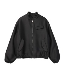 Silk Wool Twill Minimal Harrington Jacket