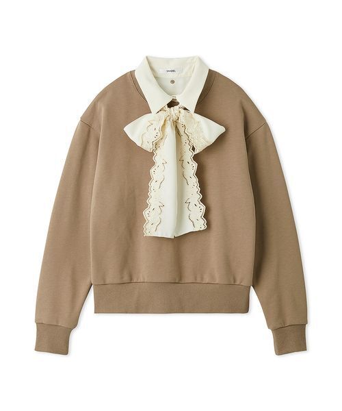 SNIDEL(スナイデル)の「【USAGI ONLINE/ZOZO TOWN限定】エンブロイダリーボウタイスウェット(スウェット・レディース・グレー/ネイビー/キャメル/ブラック・F)」の4枚目の写真