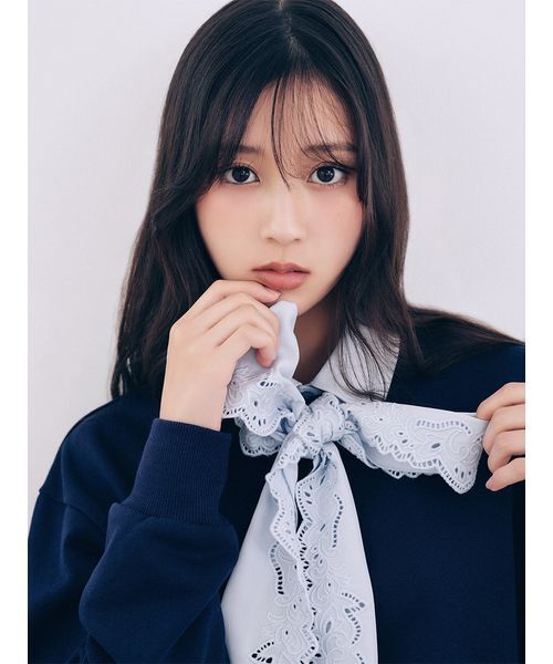 SNIDEL(スナイデル)の「【USAGI ONLINE/ZOZO TOWN限定】エンブロイダリーボウタイスウェット(スウェット・レディース・グレー/ネイビー/キャメル/ブラック・F)」の7枚目の写真