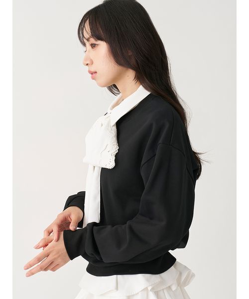SNIDEL(スナイデル)の「【USAGI ONLINE/ZOZO TOWN限定】エンブロイダリーボウタイスウェット(スウェット・レディース・グレー/ネイビー/キャメル/ブラック・F)」の9枚目の写真
