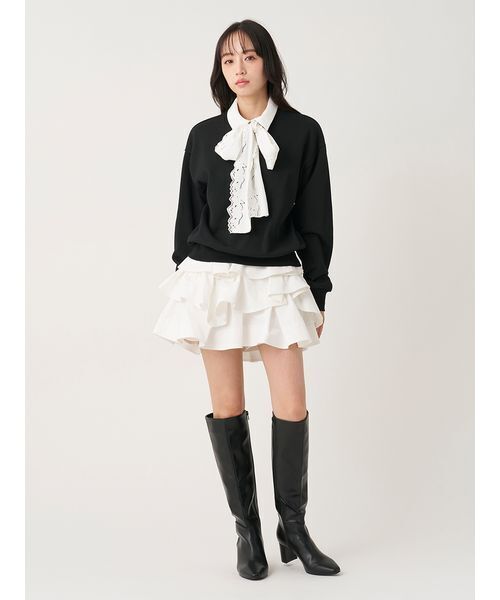 SNIDEL(スナイデル)の「【USAGI ONLINE/ZOZO TOWN限定】エンブロイダリーボウタイスウェット(スウェット・レディース・グレー/ネイビー/キャメル/ブラック・F)」の18枚目の写真