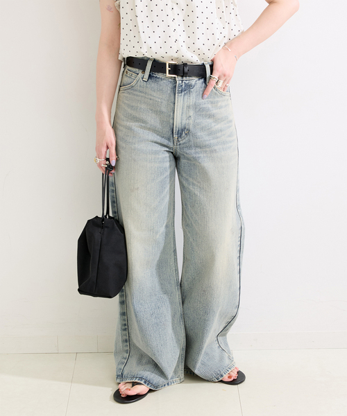 Lee(リー)の「ウォッシャブル / Lee / リー 別注 Wide Pants(デニムパンツ・レディース・ブラック/ライトブルー・SMALL/MEDIUM)」の2枚目の写真