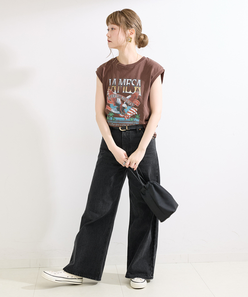 Lee(リー)の「ウォッシャブル / Lee / リー 別注 Wide Pants(デニムパンツ・レディース・ブラック/ライトブルー・SMALL/MEDIUM)」の9枚目の写真