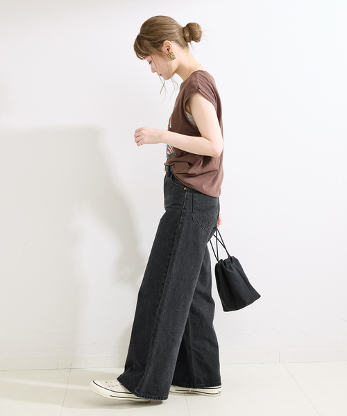 Lee(リー)の「ウォッシャブル / Lee / リー 別注 Wide Pants(デニムパンツ・レディース・ブラック/ライトブルー・SMALL/MEDIUM)」の10枚目の写真
