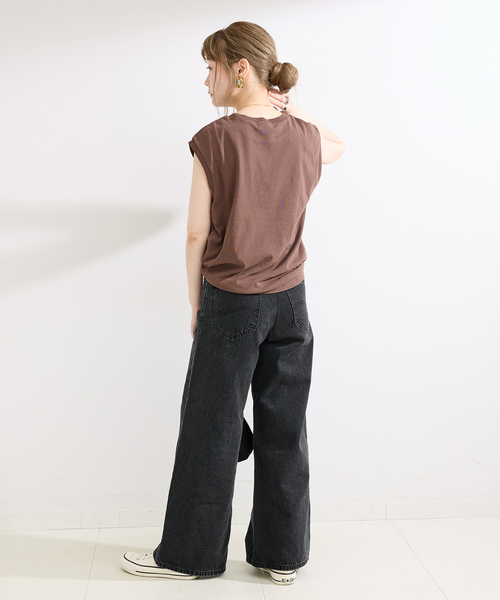 Lee(リー)の「ウォッシャブル / Lee / リー 別注 Wide Pants(デニムパンツ・レディース・ブラック/ライトブルー・SMALL/MEDIUM)」の11枚目の写真