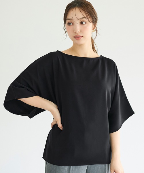 coca(coca)(コカ)の「\接触冷感/とろみツイル ハーフスリーブトップス(Tシャツ/カットソー・レディース・ブラック/ホワイト・S/M/L)」の1枚目の写真