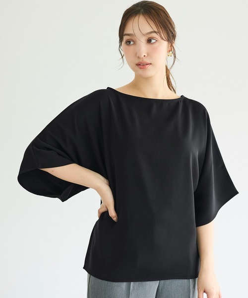 coca(coca)(コカ)の「\接触冷感/とろみツイル ハーフスリーブトップス(Tシャツ/カットソー・レディース・ブラック/ホワイト・S/M/L)」の3枚目の写真