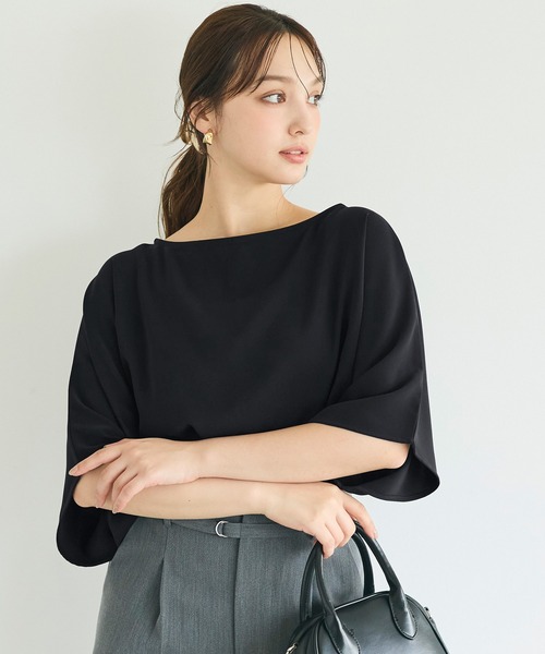 coca(coca)(コカ)の「\接触冷感/とろみツイル ハーフスリーブトップス(Tシャツ/カットソー・レディース・ブラック/ホワイト・S/M/L)」の8枚目の写真