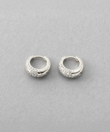 【金属アレルギー対応】パヴェビジューが煌くミニキャッチレスフープピアス