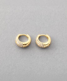 【金属アレルギー対応】パヴェビジューが煌くミニキャッチレスフープピアス