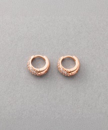 【金属アレルギー対応】パヴェビジューが煌くミニキャッチレスフープピアス