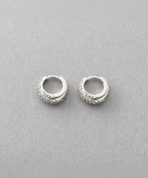 【金属アレルギー対応】パヴェビジューが煌くミニキャッチレスフープピアス